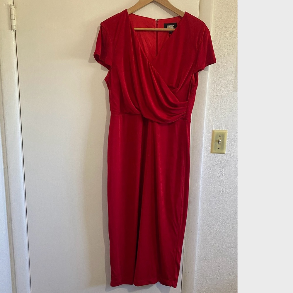 Alexia Admor Red Draped Midi Dress XL NWT Elegant Cocktail Party Evening‎
